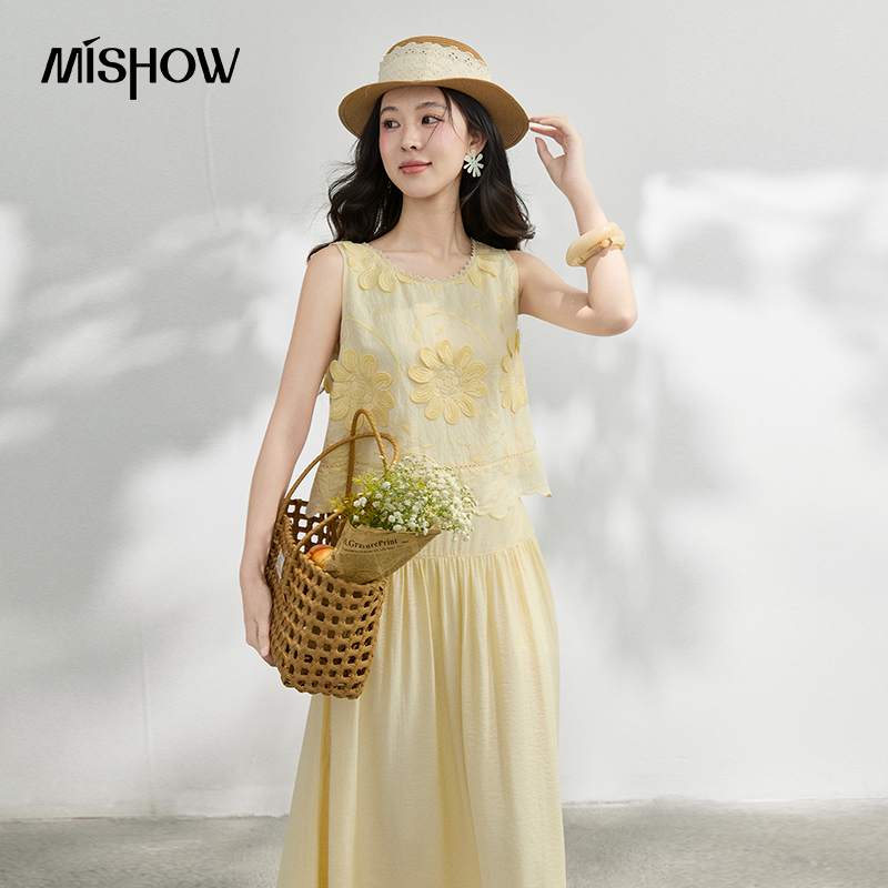 MISHOW เสื้อปักลายดอกไม้สไตล์ฝ - Midi Skirt Floral บทวิจารณ์และราคา